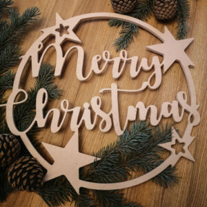 Obręcz drewniana Merry Christmas 30 cm