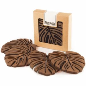 Podkładka pod kubek Monstera 4 szt. – dąb ciemny