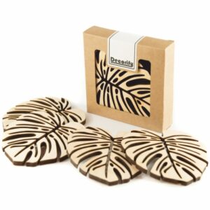 Podkładka pod kubek Monstera 4 szt. – naturalne