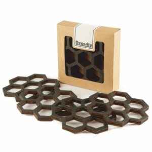 Podkładka pod kubek Hexagon 4 szt. – heban