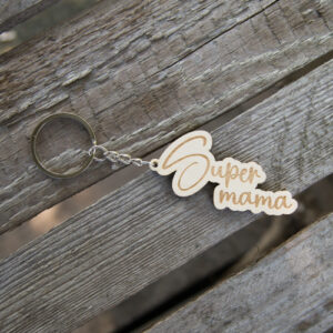 Drewniany brelok do kluczy drewniany “Super mama”