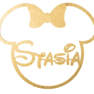 Obręcz drewniana z imieniem – myszka Minnie