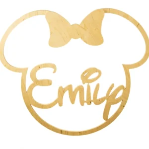 Obręcz drewniana z imieniem – myszka Minnie